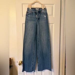 Button Fly Wide Leg Jeans